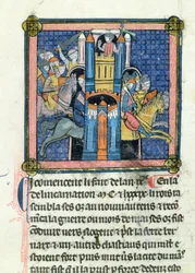 Ms 702 fol.295 1189年のフィリップオーギュスト（1165-1223）によるルマンの占領