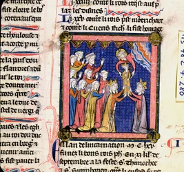 13世紀後半のクロニクドサンドニ出身の782氏f.280フランスのフィリップ2世王（1165-1223）