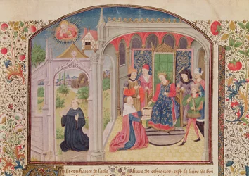 Ms 927 Fol.1訳者による王への倫理の提示、アリストテレスによる倫理、政治および経済学（紀元前384〜322年）