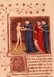 Ms Fr 22531 Fol.58v.患者の診察（1410-15年頃、Barthelemy l