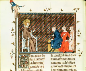 Ms Fr. 5716 fol.44セントルイスの人生と奇跡、1330-40年から彼の子供たちを教えるセントルイス
