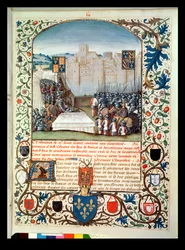 Ms Fr 82 Fol。59アンジャンヌクロニークダングレテール出身のブルゴーニュおよびイギリス軍、ジャンバタードデワヴリン作、c.1470-80