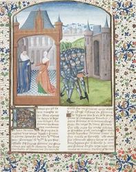 Ms Hunter 372 f.1r Boccacio and Fortune、1467