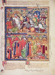 Ms M 638 fol.10rジョシュア、モルガンピクチャー聖書、c.1244-54