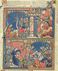 Ms M 638 fol.15r Samson and Delilah、from the Morgan Picture Bible、c.1244-54