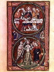 Ms n/a Lat 1392 Fol.3 カナの婚宴とキリストの洗礼 「Psautier a l