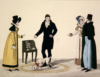 ムニト、「le Bon Genre」よりプレート100、1810年頃（カラーエングレーヴィング）