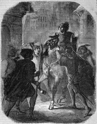 Jean Sans Ppeurによる旧テンプル通りでのオルレアン公ルイ1世（1372 - 1407）の殺害 - L.-P. 「Histoire de France」よりアンケティル
