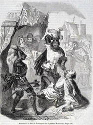 1419年モンテロー橋でのブルゴーニュ公爵（Jean sans peur）の殺害-L.-P.の『Histoire de France』に掲載。Anquetil