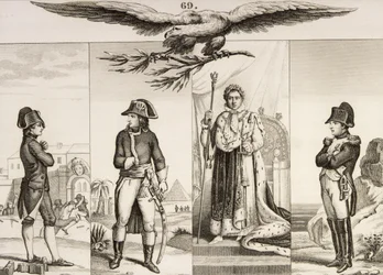 ナポレオンボナパルト（1769-1821）の生涯の4つの段階で、コラートの「フランスの歴史」から1840年頃に出版