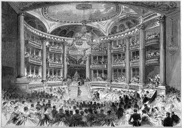 新古典主義建築：ボルドー大劇場のホールの様子（1773～1780年）皇帝ナポレオン3世と皇女ウジェニー・ド・モンティージョの訪問を記念して行われた舞踏会の際のものです。ボルドー, ジロンド (33)