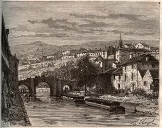 Nerac - Lot-et-Garonne - V.A. Malt-Brown著「La France illustree: geographie, histoire, administration statistique」に掲載された彫刻。