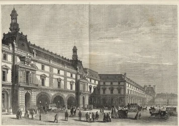 カルーゼル広場のチュイルリーの新館（彫刻） - Le nouveau Louvre - facade du cote de la place du Carrousel et salle des États 1869年の彫刻