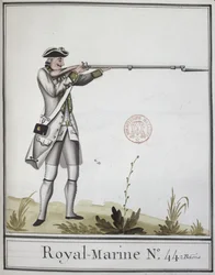 銃剣を銃剣で撃ったマリンロワイヤルの将校、1768年