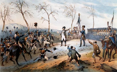 100日目にして"ナポレオン・ボナパルト（1769-1821）がエルバ島の流刑地から帰還 1815年-ナポレオンのエルバ島からの帰還。