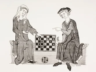 1873年に出版された「Les Arts au Moyen Age」の妻Hedwige de Habsbourgとチェスをするブランデンブルグ侯爵Othon IV