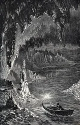 フランス・ロット県のパディラック洞窟 - Riviere souterraine - Gouffre de Padirac - dans le Lot en France - "PATRIE" の刻印 - DESCRIPTION PIQUE DE LA FRANCE EN 6 VOLUES BY LUCIEN HUARD - 19世紀末
