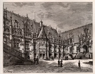ルーアンのパレ・ド・ジャスティス（旧ノルマンディー州議会） - V.A.マルト・ブラウンの「France illustree: geography, history, statistical administration」に掲載された彫刻。1884