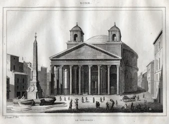 パンテオン - ローマ - ローマ - M. de Norvins, Ch. Nodier 1834-1836による「Italy Picturesque」-イタリアの歴史的・記述的絵画-からのエングレーヴィング。