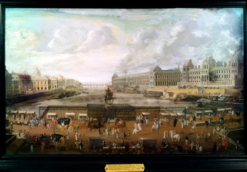 パリ、ポン・ヌフ（ポンヌフ）、ルーヴル宮殿、四国民学校の眺め 1680年頃（油彩・キャンバス