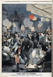 暗闇のパリ-電気技師のストライキの夜、クリシー広場の周辺-「Le petit Journal」1907年3月号（エングレービング