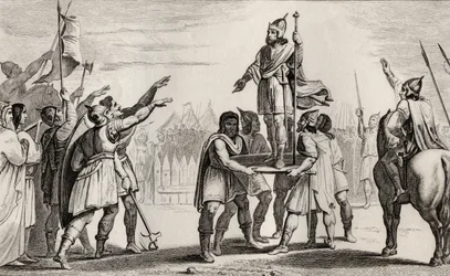 コラートの「ヒストワールドフランス」の伝説的なフランス王、ファラモンドが1840年頃に出版