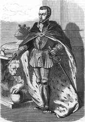 フィリップ2世（1527-1598）、スペイン王。Histoire Populaire de la France」（1885年頃）に掲載。エングレーヴィング。