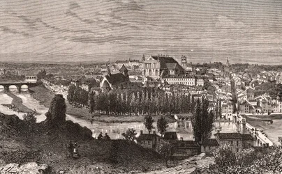 ポワチエ - V.A.マルト・ブラウンの「La France illustree: geographie, histoire, administration statistique」に掲載された彫刻。1884