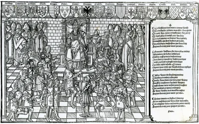 1095年にクレルモン評議会を統括する教皇都市II