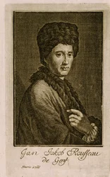 ジャン・ジャック・ルソー (1712-1778) の肖像画。 匿名の作品、彫刻 1766 年。フランスの芸術