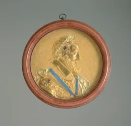 17世紀初頭のヘンリー4世の肖像画のメダリオン（金、木、べっ甲）