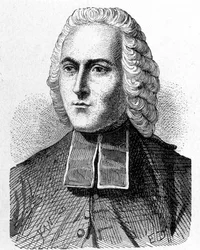 フランスの物理学者Abbe Jean Antoine (Jean-Antoine) Nollet (1700 - 1770)の肖像 - 1896年の "Album de la Science; illustrious scientists; Grandes discoveries "に掲載。
