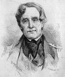 クリミア戦争（1853-1856）中の英国海軍司令官、エドマンド・ライオンズ提督（1790-1858）の肖像。1858年12月4日付『Le Monde Illustré』第85号掲載、モランによる版画。