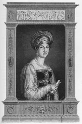 マドモアゼル・マルスと呼ばれたフランスの女優、アンヌ・フランソワーズ・ブーテ（1779-1847）の肖像 - 1862年、最初の作家による「世界の女王」に掲載された版画。J.G.D.ARMENGAUDの指揮で出版された本。
