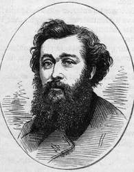 フランスの画家、アントワーヌ・ヴォロン（1833-1900）の肖像。1874年5月2日付「Le Monde Illustré」890号に掲載されたエングレーヴィング。