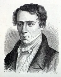 フランスの物理学者Augustin Fresnel (1788- 1827)の肖像 - 1896年の "Album of Science; illustrious scientists; Great discoveries "に掲載。