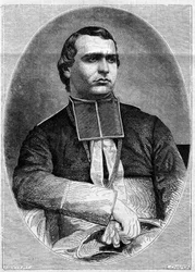 トゥール・ドーヴェルニュ・ラウラゲのシャルル・アマブル（1826-1879）、ブールジュのアルケベックの肖像。1862年2月1日付「Le Monde Illustré」251号に掲載された版画。