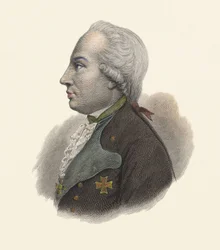 プロイセンの将軍、ブルンスウィック公シャルル・ギヨーム・フェルディナンド（1735-1806）の肖像。"Portraits des Hommes Useful "所収。