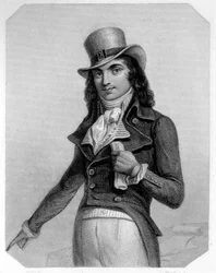 フランスの政治家、シャルル・ジャン・マリー・バルバルー（1767-1794）の肖像。ラマルティーヌ著「ジロンダンの歴史」にて