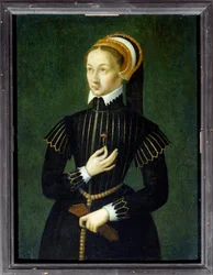 クロード・ド・フランス（1499-1524）の肖像 フランス王妃、フランソワ1世の妻 16世紀の匿名の絵画。日 0,28x0,21 m シャンティイ、ミュゼ・コンド