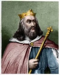 ネウストリアの王であり、フランク王国の王であったクロテール（クロタイア）2世（584 - 628）の肖像 - ラヴァレの「Histoire des Francais」に掲載されている、エングレーヴィング、SD。