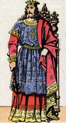 Dagobert 1st (v.600-639) アウストラシアの王（623-629）、全フランク族の王（629-634）、ネウストリアおよびブルゴーニュの王（634-639）の肖像。