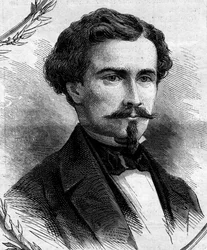 フランスの政治家、エミール・ケラー（1828-1909）の肖像。1862年4月19日付「Le Monde Illustré」262号に掲載された版画。
