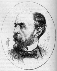フランスの画家、ウジェーヌ・フロマンタン（1820-1876）の肖像。1874年5月2日付「Le Monde Illustré」890号に掲載されたエングレーヴィング。