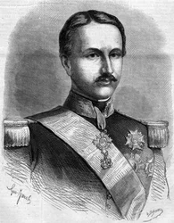 ナポリ王フランソワ2世（1836-1894）の肖像。1860年7月28日付「Le Monde Illustré」172号に掲載されたエングレーヴィング。