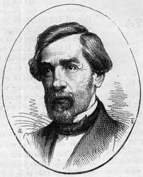 フランスの彫刻家、フランソワ・ジュフロワ（1806-1882）の肖像。1874年5月2日付「Le Monde Illustré」890号に掲載されたエングレーヴィング。