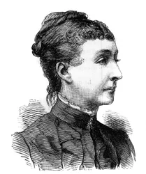 シャルトル公爵夫人フランソワーズ・マリー・アメリ・ドルレアン（1844-1925）の肖像。1886年6月26日付「Le Monde Illustré」に掲載されたエングレーヴィング。