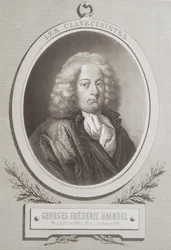 ジョージフレデリックヘンデルの肖像画（1685-1759）楽譜の前編