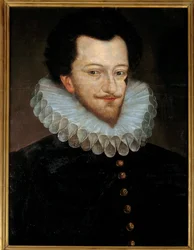 スケアと呼ばれる第3代ギーズ公、ロレーヌ公アンリ1世の肖像（1550-1588） フランス派の匿名木画。16世紀 日0.66×0.46m