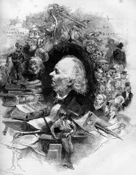 オノレ・ドーミエ（1808-1879）の肖像。フランスの漫画家、画家、風刺画家。2月22日付「Le Monde Illustré」n°1143に掲載されたエングレーヴィング